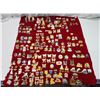 Image 1 : Large red velvet sheet, filled with Lions Club collector's pins