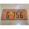 Image 1 : 1950 Sask license plate G-756