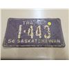 Image 1 : 1954 Sask license plate 1-443