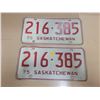 Image 1 : pair 1975 Sask license plate 216-385