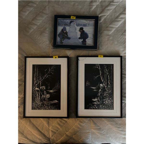 Set Of Ray.Senth Framed Prints 8 x 11 And Kids In The Snow Photo  8 x 6