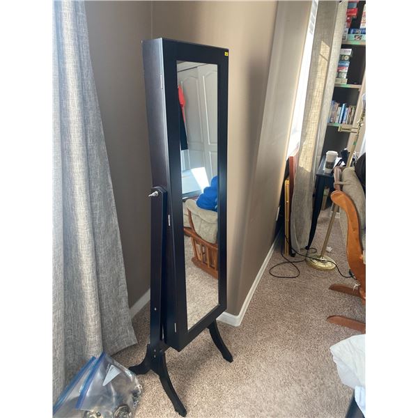 Stand Up Mirror Jewelry Lock Box 16L x 4W x 61T