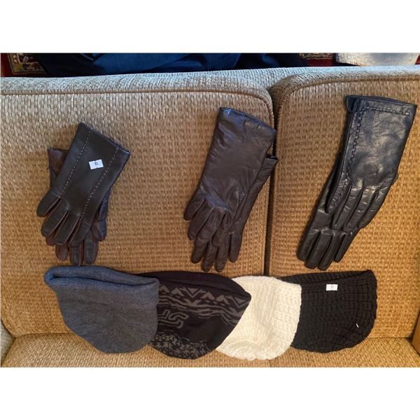 Assortment Of Womens Leather Gloves With Hats