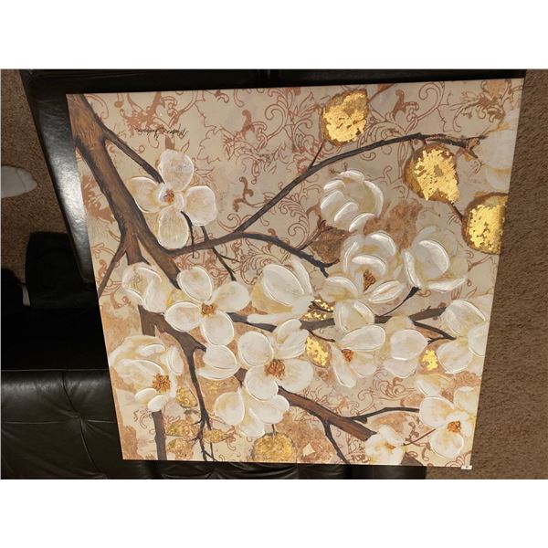 Martina K. Gold Detailed Tree Oil Painting 30 x 30