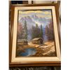 Image 1 : Caroll Forseth Mountain Side Cabin Oil Painting 26 x 32