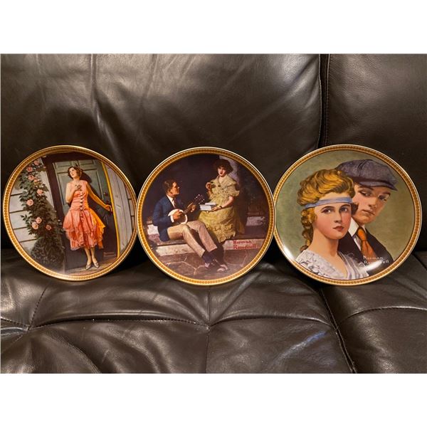 Set Of 3 Norman Rockwell Decorative Collectable Plates 9 x 9