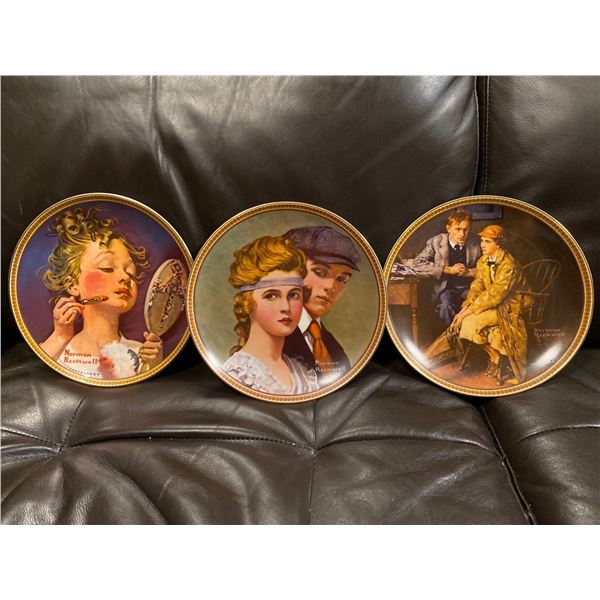 Set Of 3 Norman Rockwell Decorative Collectable Plates 9 x 9