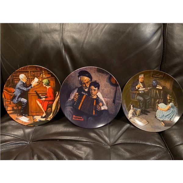 Set Of 3 Norman Rockwell Decorative Collectable Plates 9 x 9