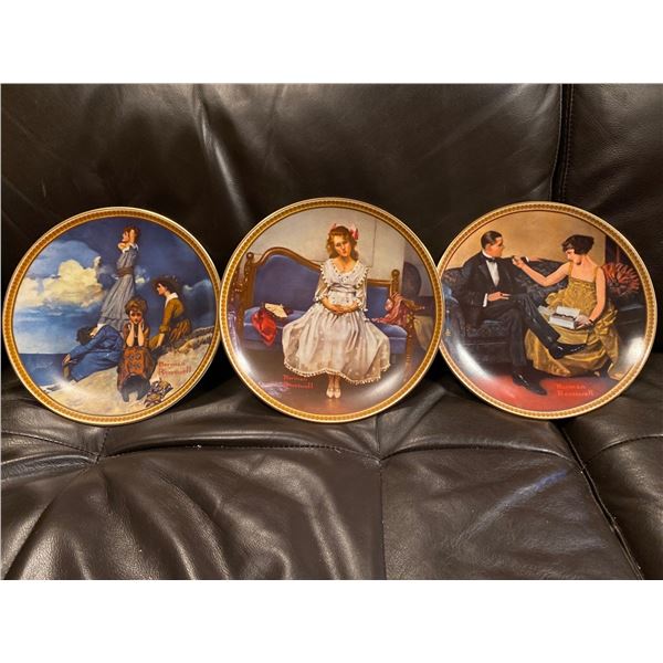 Set Of 3 Norman Rockwell Decorative Collectable Plates 9 x 9