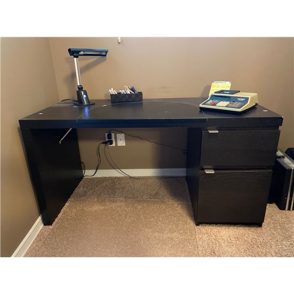 Desk With Chair Mat And Assorted Office Supplies 55L x 26D x 29T