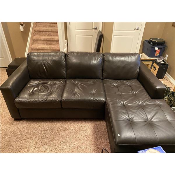 Modern Style L -Shape Black leather Couch (Very Comfy) 81L x 62D x 35T