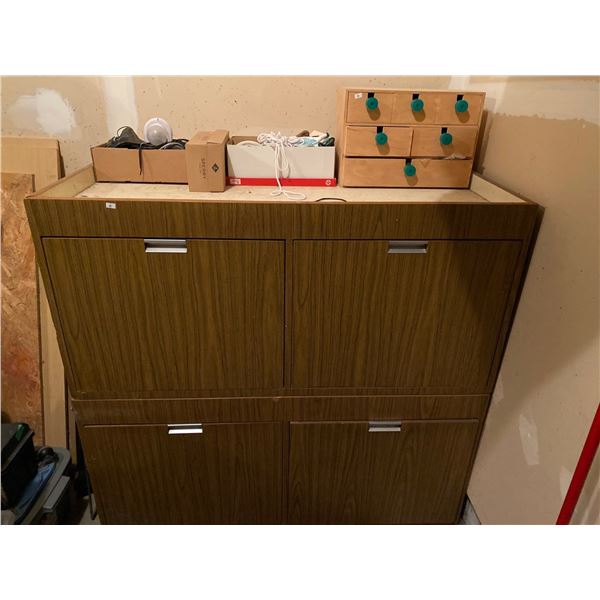 4 Drawer Wooden Filing Cabinet 48L x 24W x 45T With Contents
