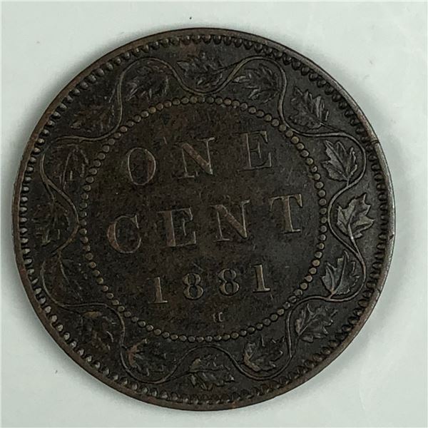 Canadian Large Cent 1881 Double Die #1 EF +