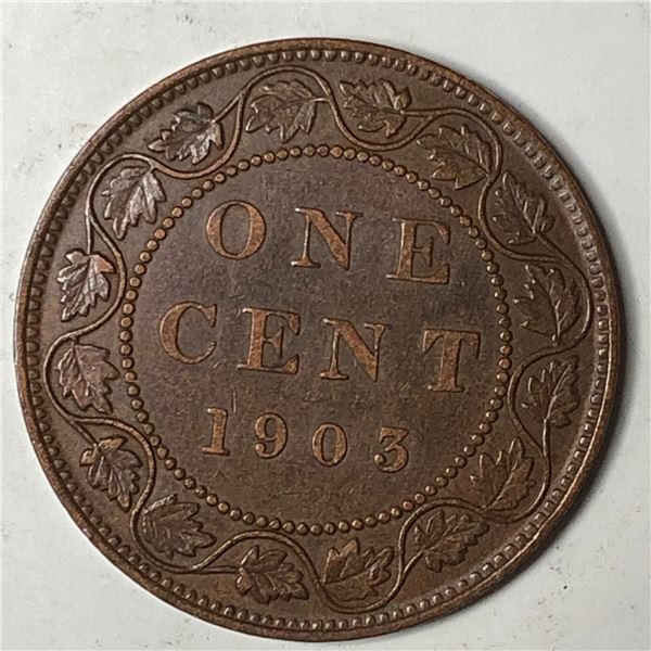 Canadian Large Cent 1903 UNC TRACE RED