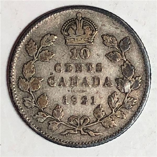 Canadian .10 Cent Dime 1921