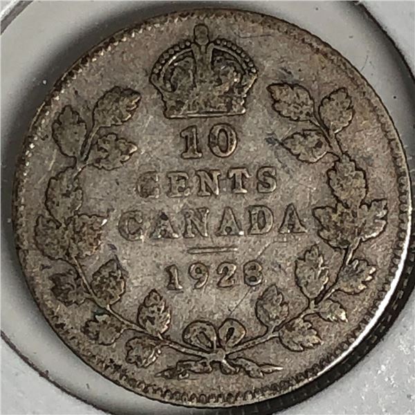 Canadian .10 Cent Dime 1928