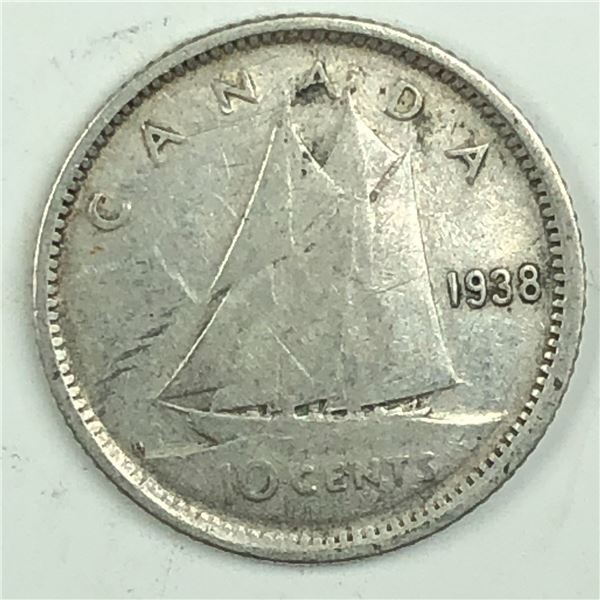 Canadian .10 Cent Dime 1938