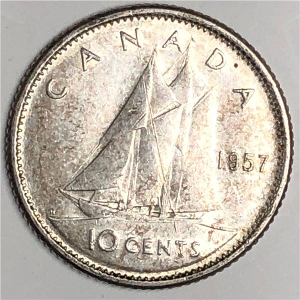 Canadian .10 Cent Dime 1957