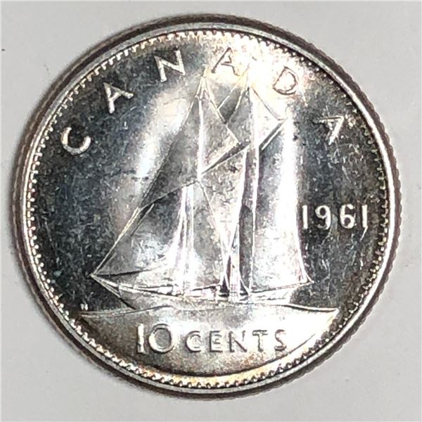 Canadian .10 Cent Dime 1961