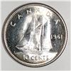 Image 1 : Canadian .10 Cent Dime 1961