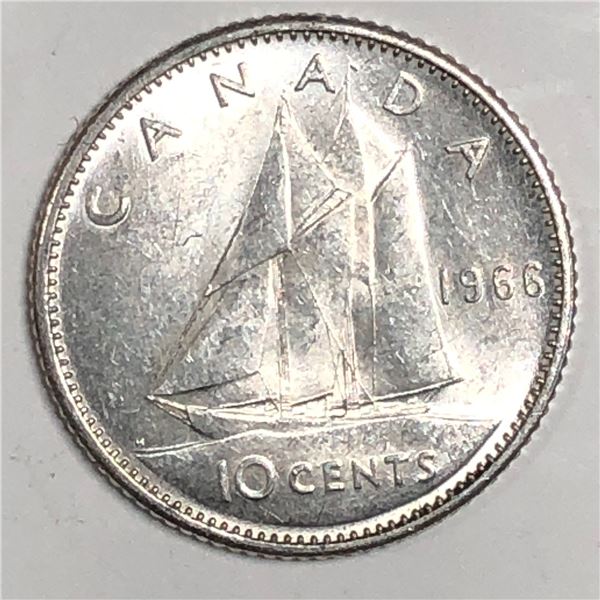 Canadian .10 Cent Dime 1966