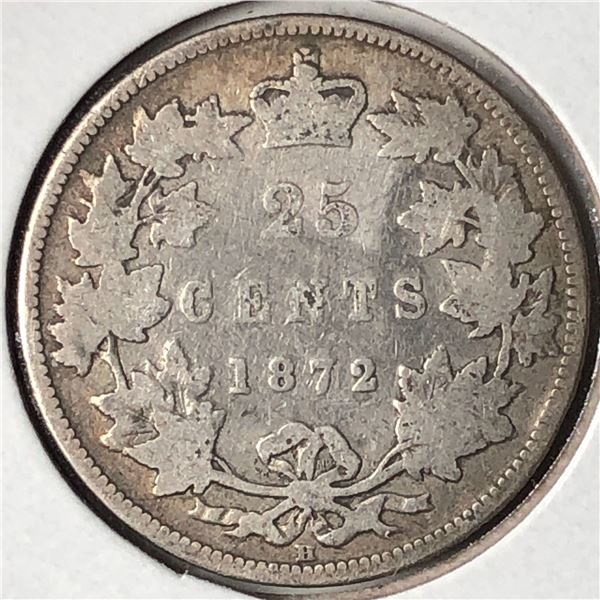 1872 Queen Victoria 25 Cents 7/7