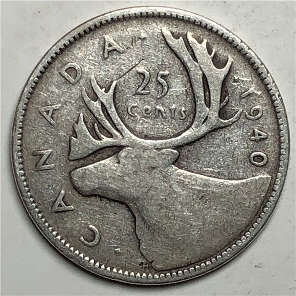 1940 King George VI 25 Cents