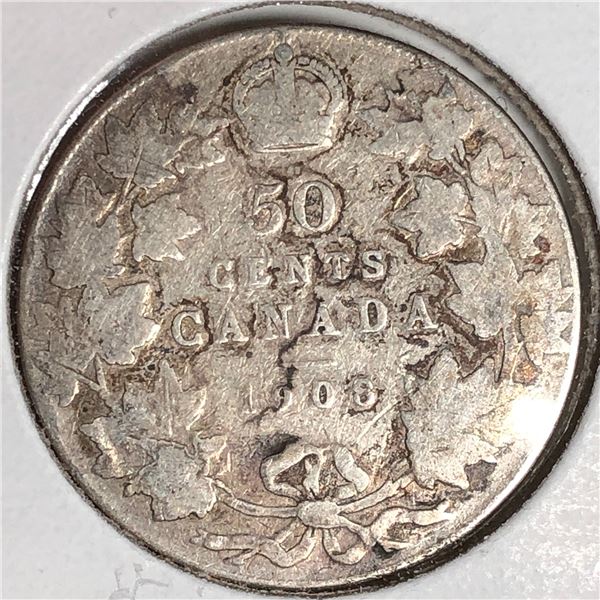 1908 King Edward VII 50 Cents G+
