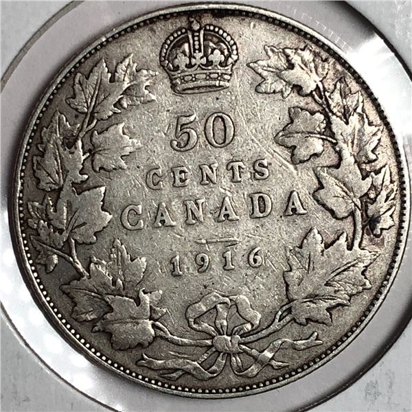 1916 King George V 50 Cents F+