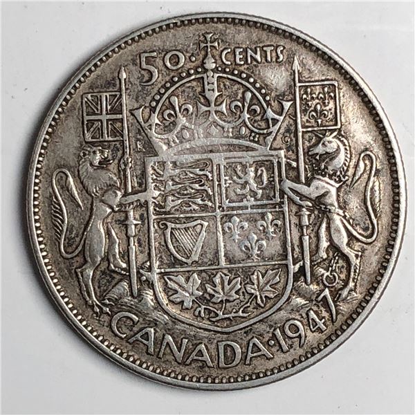 1947 Straight King George VI 50 Cents