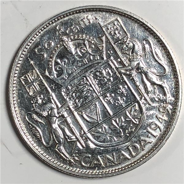 1949 King George VI 50 Cents Hoof Over 9 EF