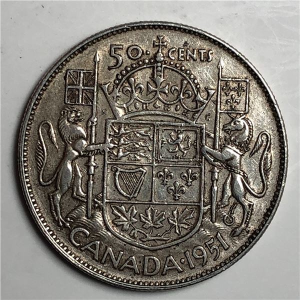 1951 King George VI 50 Cents DBL -HP