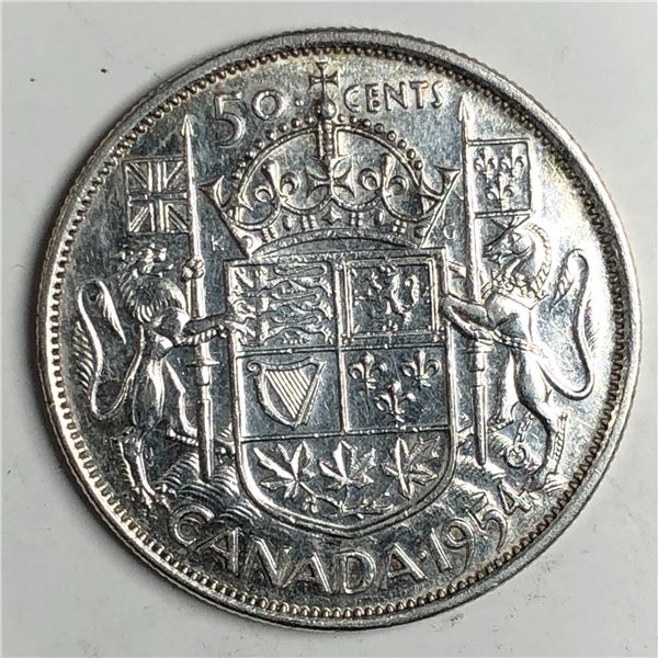 1954 Queen Elizabeth 50 Cents EF+