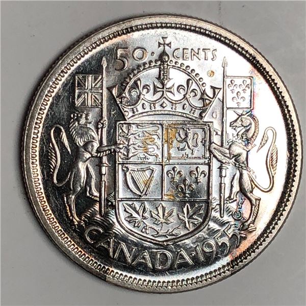 1955 Queen Elizabeth 50 Cents UNC BU