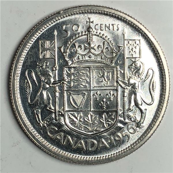 1956 Queen Elizabeth 50 Cents Choice BU
