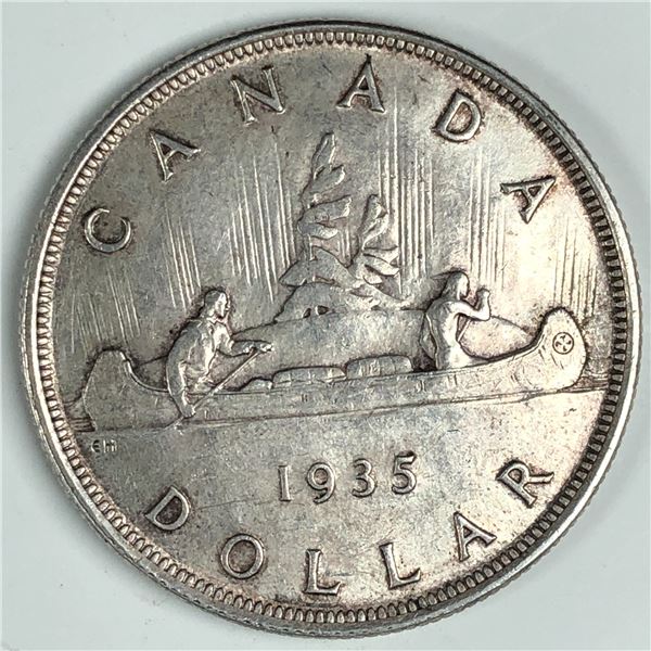 1935 King George V Canadian Silver Dollar UNC Nice Toning