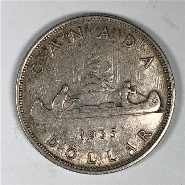 1935 King George V Canadian Silver Dollar Toned IMP