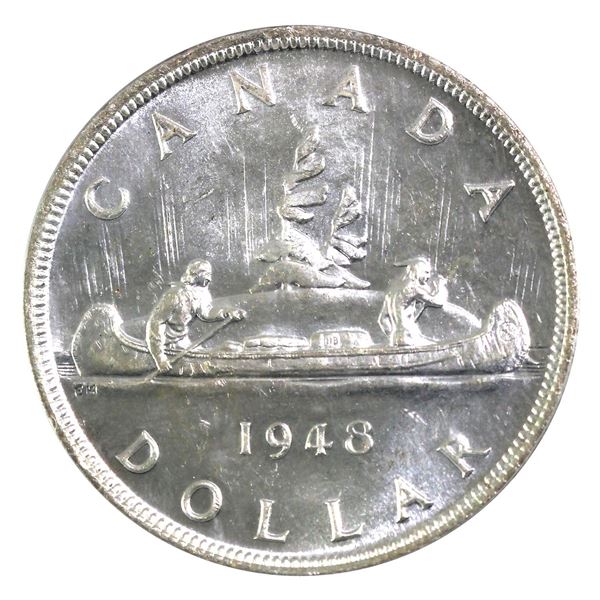 1948 King George VI Canadian Silver Dollar PCGS MS63 Nice White Coin