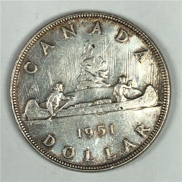 1951 King George VI Canadian Silver Dollar UNC