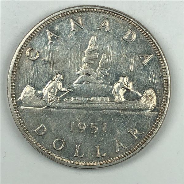 1951 King George VI Canadian Silver Dollar UNC