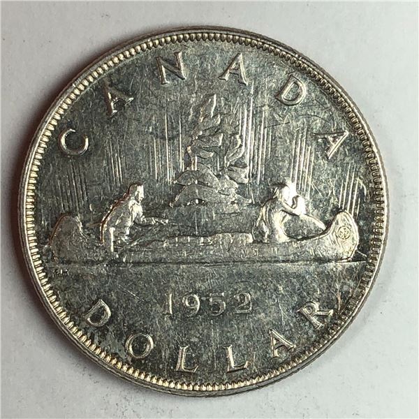 1952 King George VI Canadian Silver Dollar FWL UNC