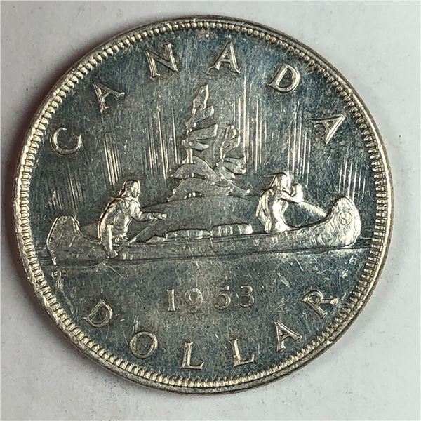1953 Queen Elizabeth II Canadian Silver Dollar SS UNC