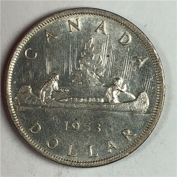 1953 Queen Elizabeth II Canadian Silver Dollar NSS