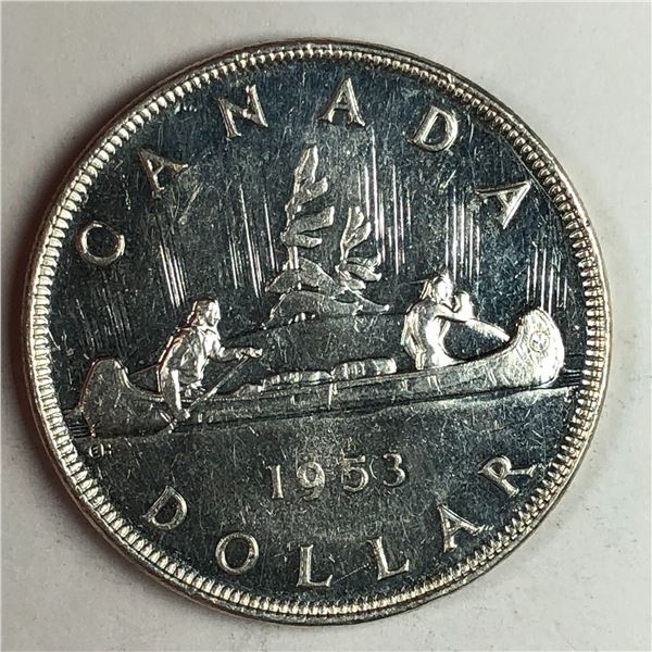 1953 Queen Elizabeth II Canadian Silver Dollar NSS