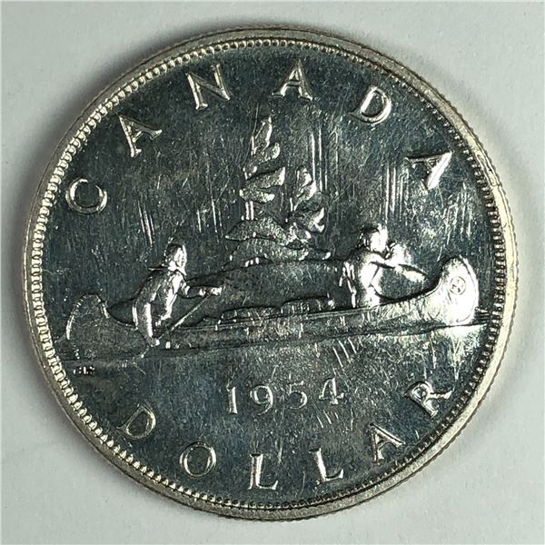 1954 SWL Queen Elizabeth II Canadian Silver Dollar