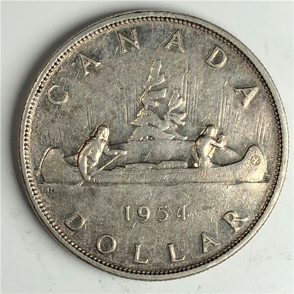 1954 Queen Elizabeth II Canadian Silver Dollar