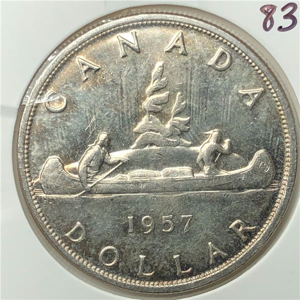 1957 Queen Elizabeth II Canadian Silver Dollar