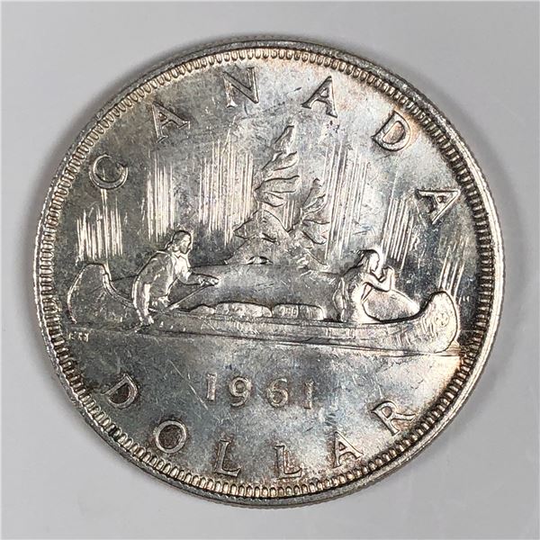 1961 Queen Elizabeth II Canadian Silver Dollar UNC