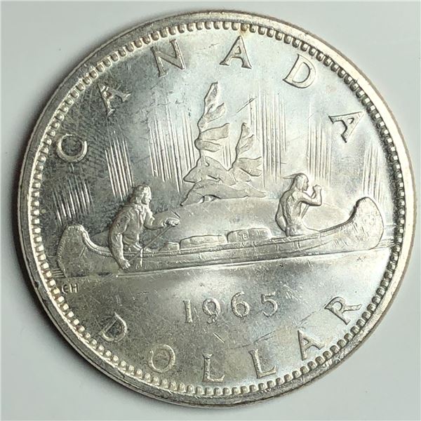 1965 Queen Elizabeth II Canadian Silver Dollar UNC