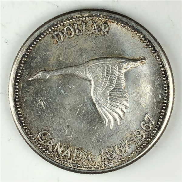 1967 Queen Elizabeth II Canadian Silver Dollar UNC